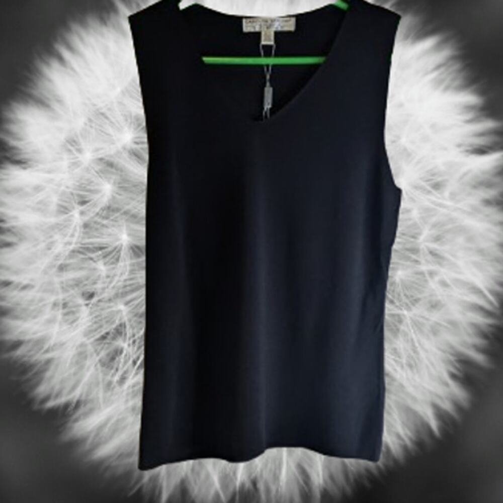 Carolyn Taylor for by Designs small sleeveless polyester blend  black top.